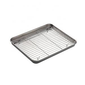 Non-stick High Quality Baking Dishes & pans Stainless Steel 304/430 Oven Bbq Roasting Pan Wire Mesh Baking Tray With Wire Rack