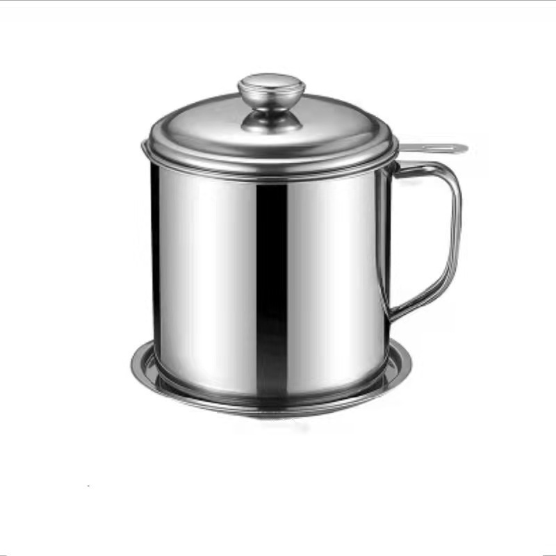 Stainless Steel Commercial Cooking Dripping Condiment Olive Oil Bottle With Filter Pot Can Grease Strainer Container