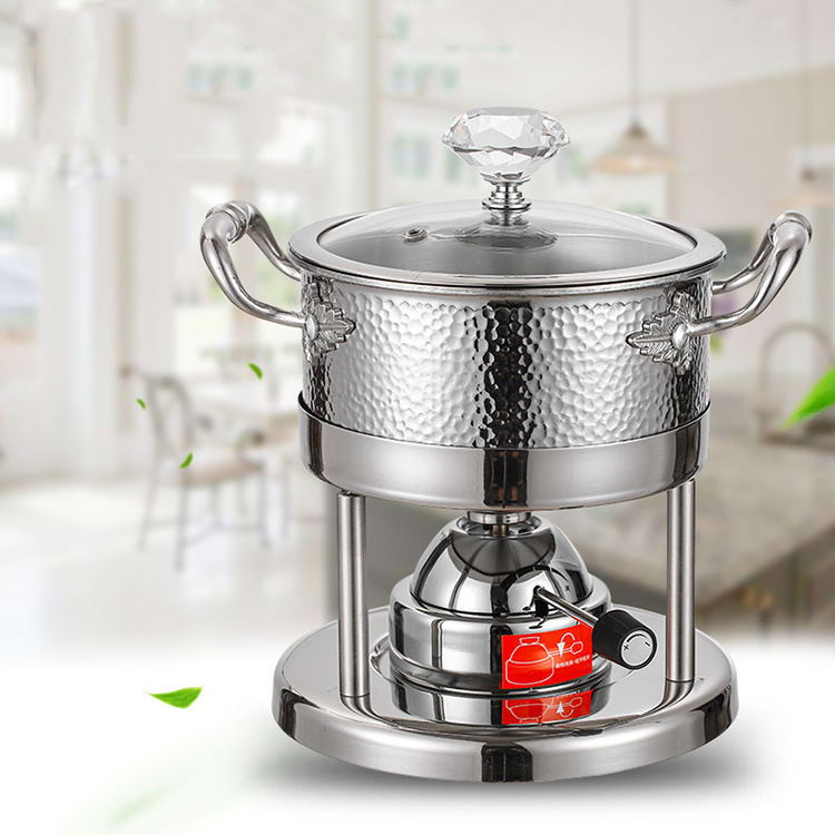 Factory Price Commercial Stainless Steel Personal Chafing Dish Detachable Hotpot Shabu Hot Pot Food Warmer WIth Fuel Holders