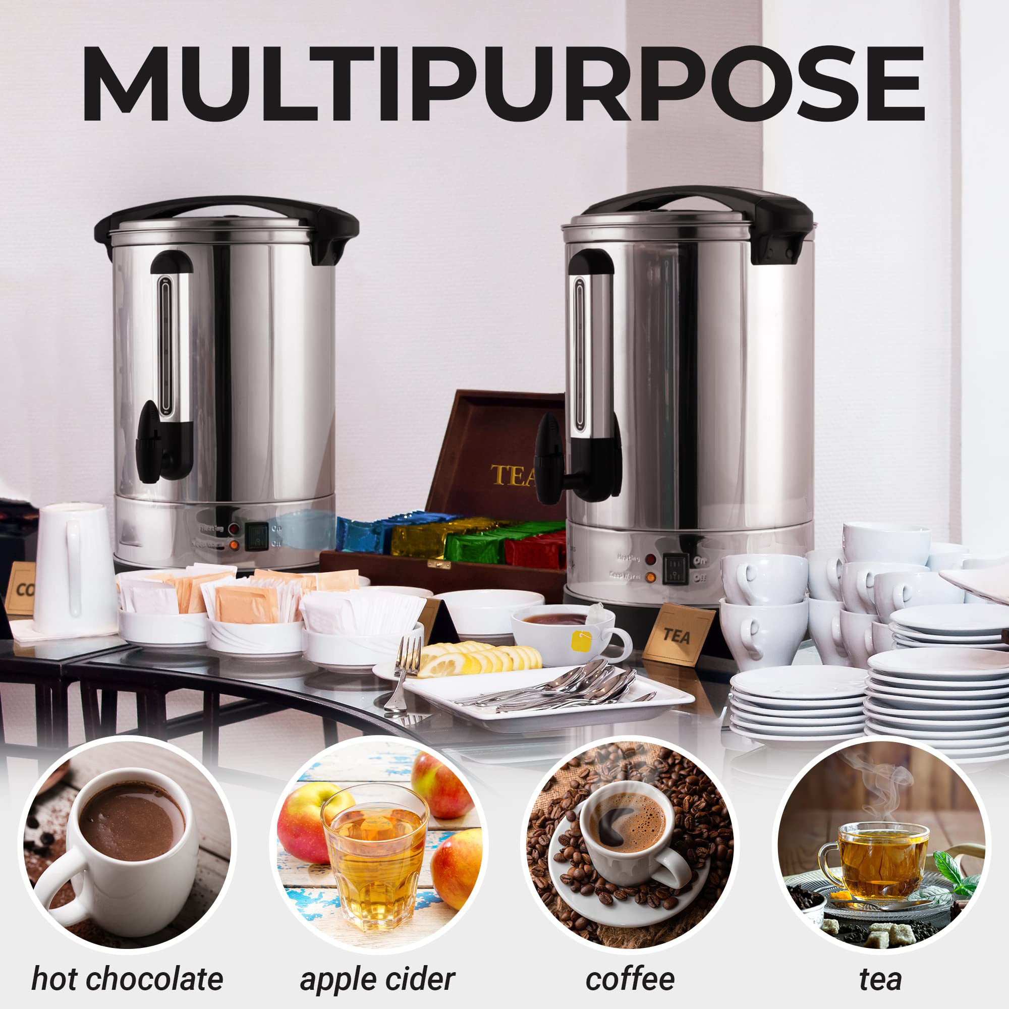 100 Cup Commercial Coffee Hotel Restaurant Supplies Buffet Thermal Dispenser Machine Stainless Steel Automatic Hot Coffee Pot