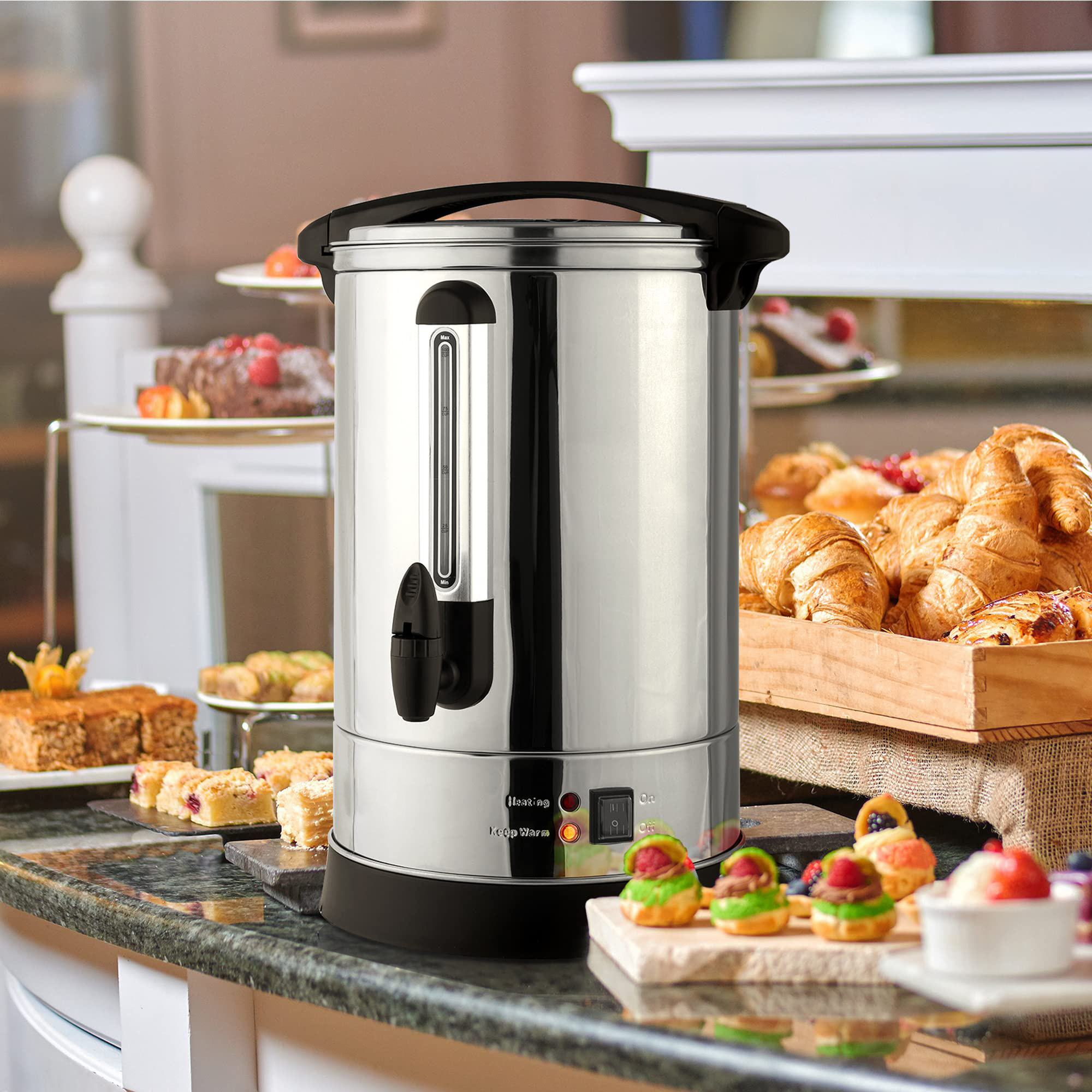 100 Cup Commercial Coffee Hotel Restaurant Supplies Buffet Thermal Dispenser Machine Stainless Steel Automatic Hot Coffee Pot