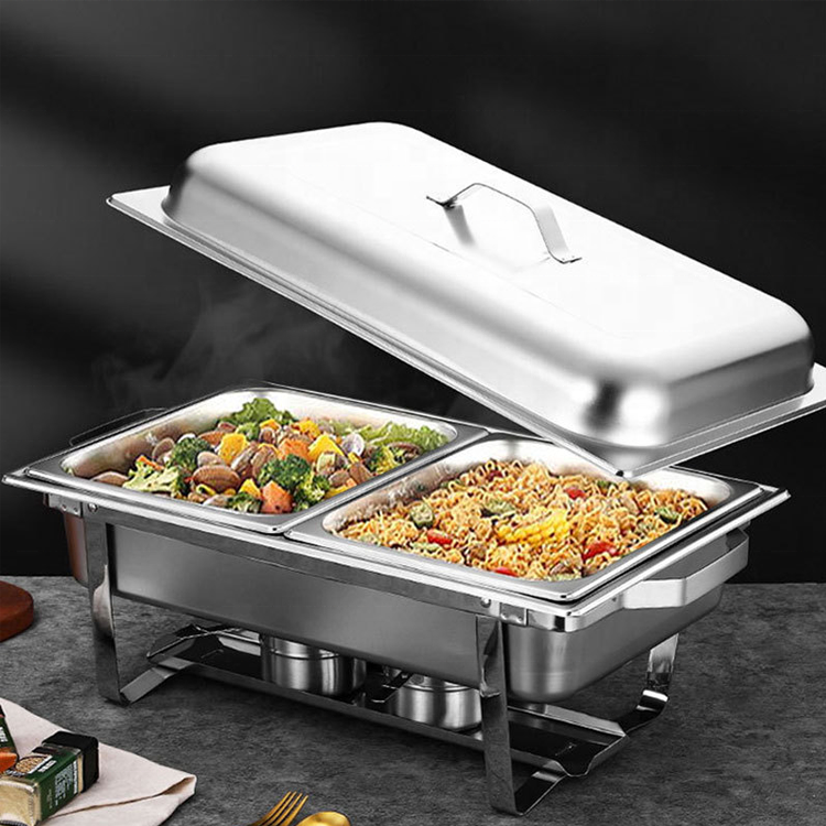 High Quality Metal Buffet Catering Equipment Stainless Steel Rectangular Party Wedding Food Warmer Chafing Dish