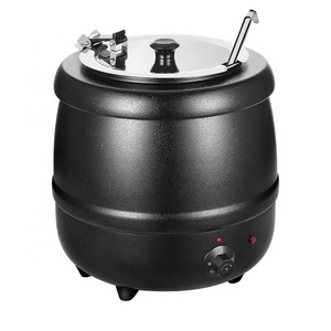 Portable Catering Equipment 10/13L Black Stainless Steel Round Soup Bucket Heat Buffet Soup Food Warmer Electric Soup Kettle