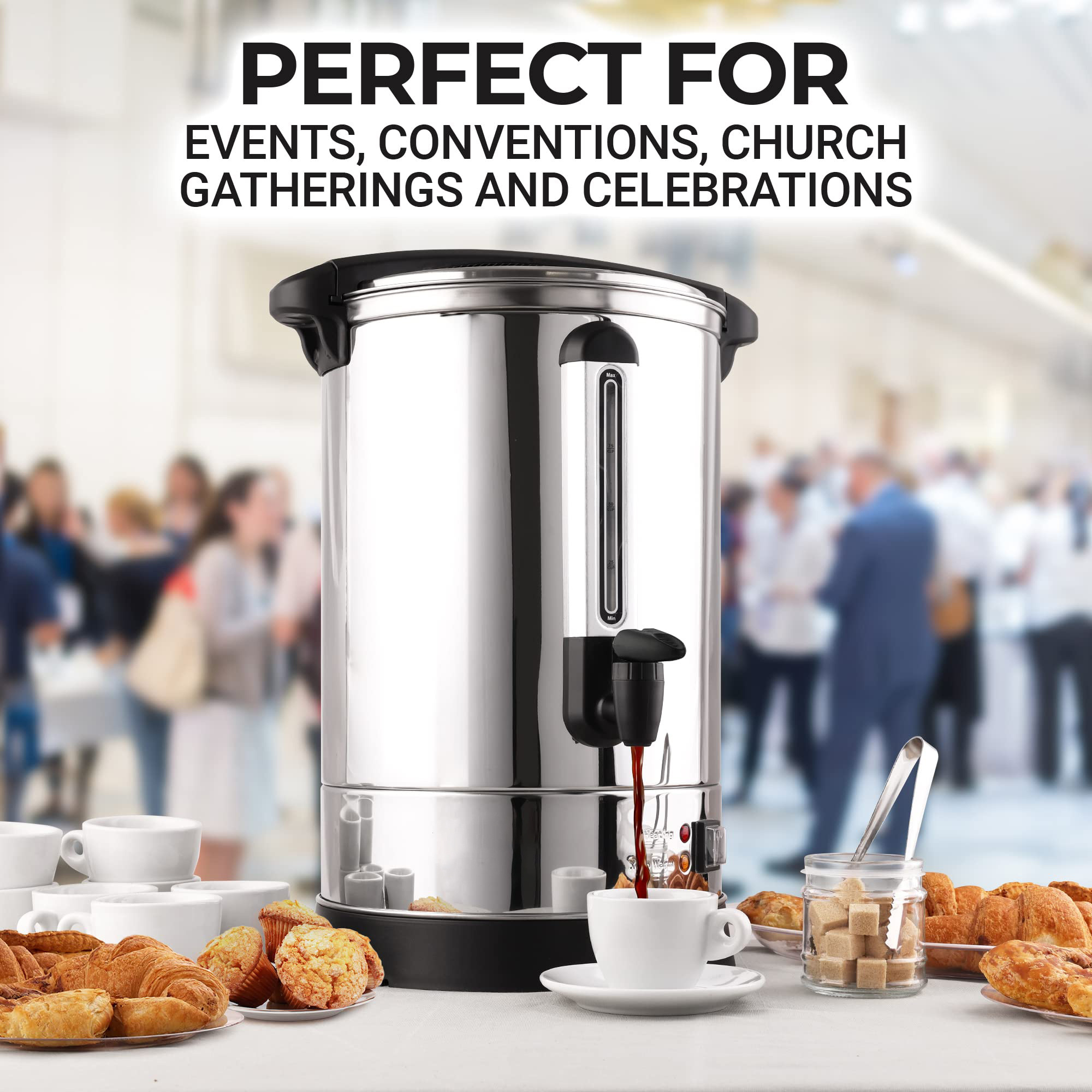 100 Cup Commercial Coffee Hotel Restaurant Supplies Buffet Thermal Dispenser Machine Stainless Steel Automatic Hot Coffee Pot