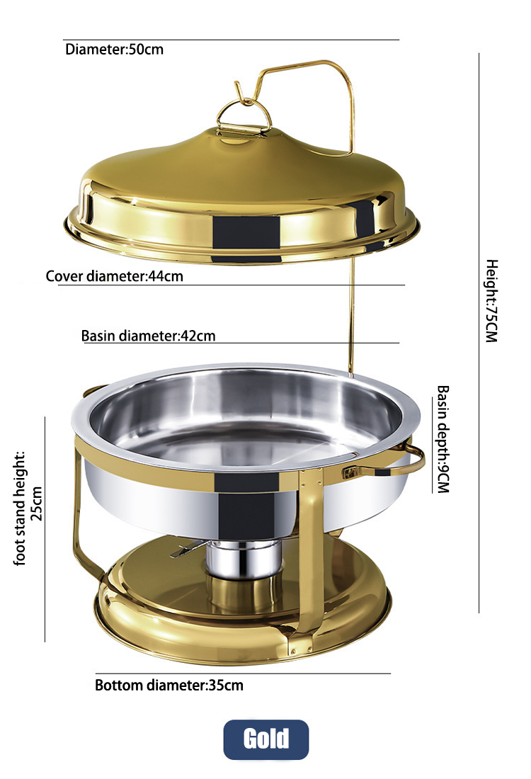 High Quality Triply Stainless Steel Cookware New Design Chafing Dish Buffet Set Gold Food Warmer Roll Top Buffet Stove