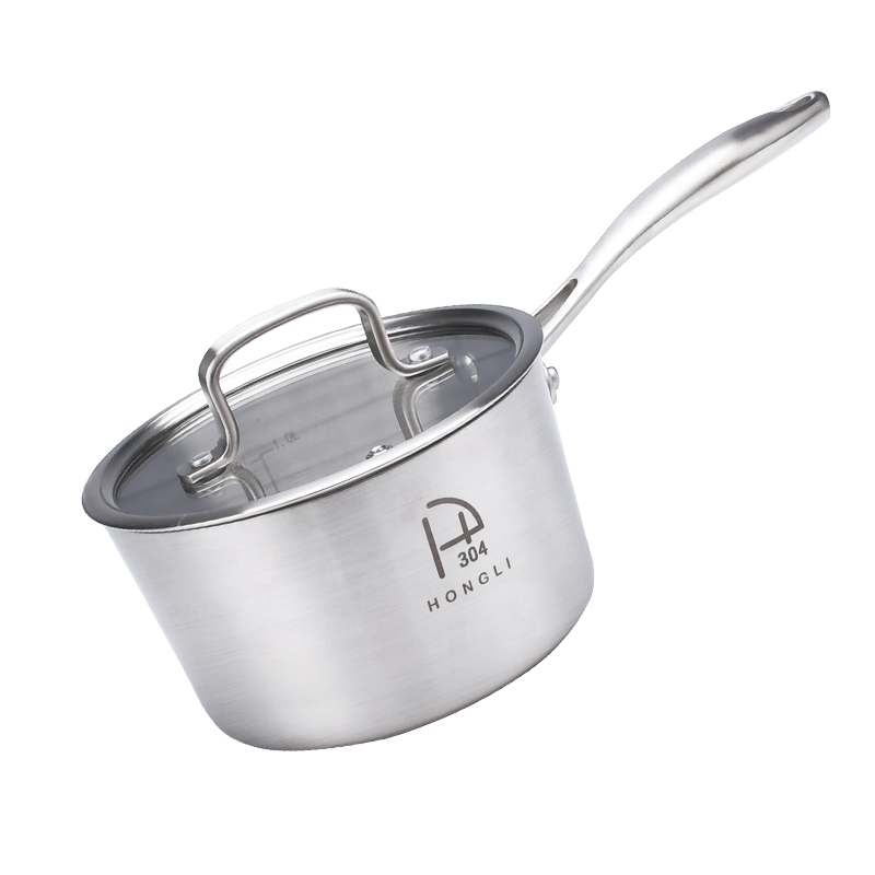 Hot Selling Kitchen Energy-saving Cookware Food Grade 304 Stainless Steel Cooking Pots And Pans Sauce Pan Milk Pot with Lid