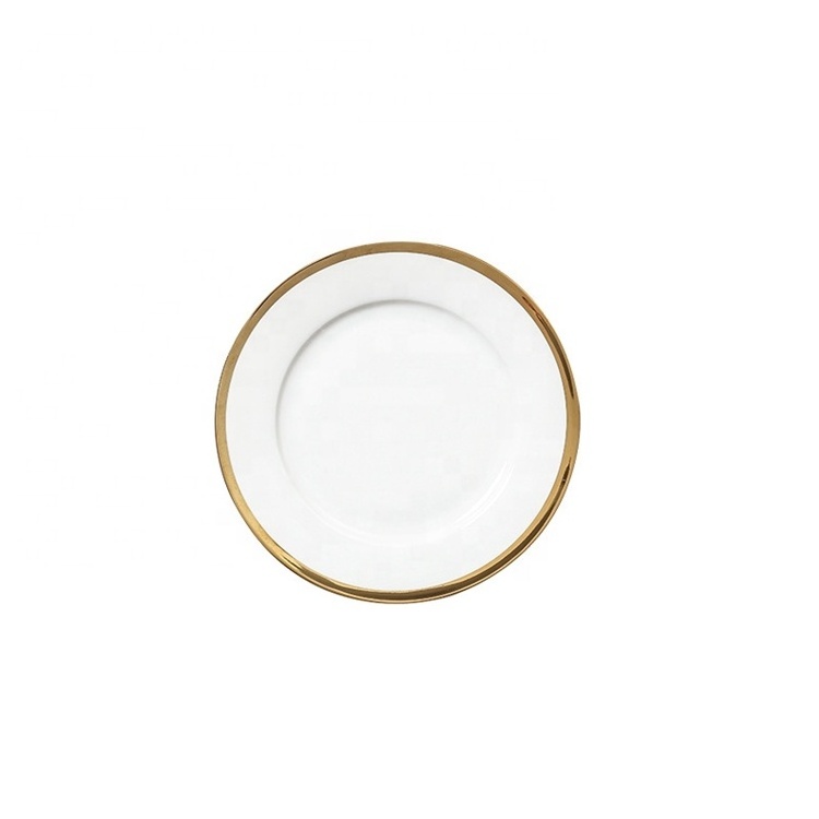 Hot Selling Bulk Sales Ceramic Dinner Plate Luxury Stainless Steel Cutlery Plastic Gold Rim Beaded Charger Plates Set