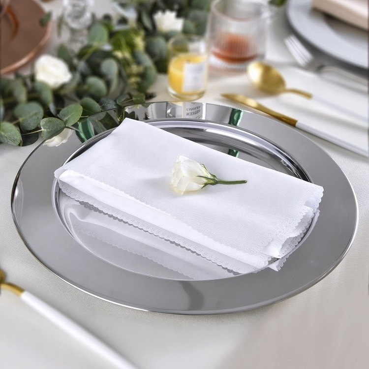 Hot Selling Elegant Charger Plate Stainless Steel Round Shape Tray Dinner Dish Wedding Charge Plates