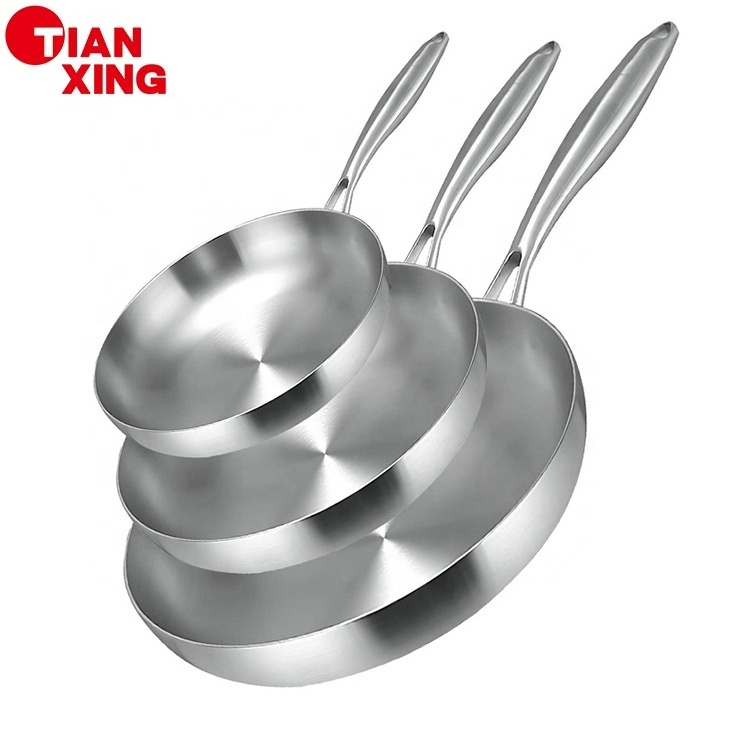 Tianxing Manufacturer Wholesale 8.6-11inch Non Stick Cooking Pan Skillet Tri-ply Stainless Steel Nonstick Frying Pan Set Of Pans