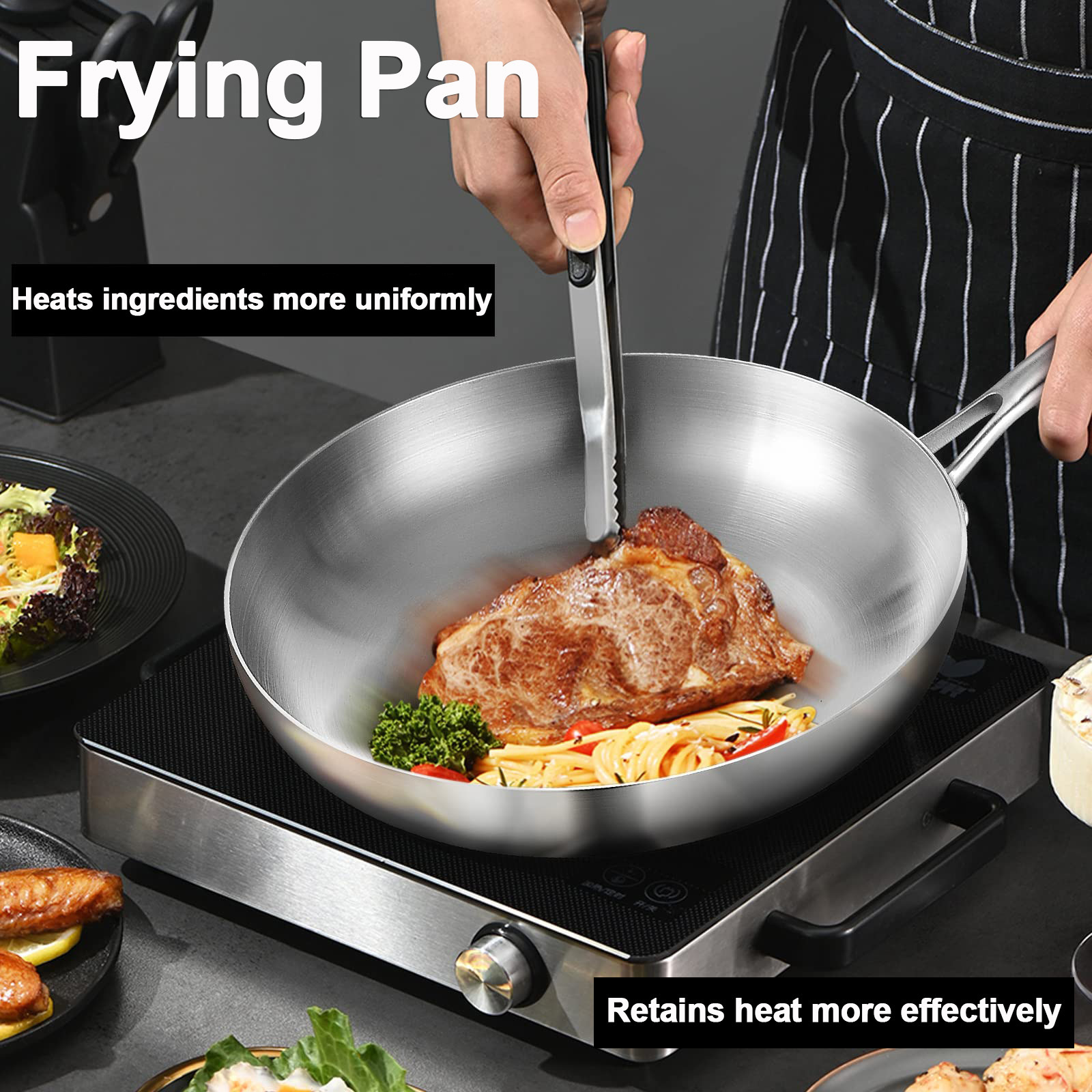 Tianxing Manufacturer Wholesale 8.6-11inch Non Stick Cooking Pan Skillet Tri-ply Stainless Steel Nonstick Frying Pan Set Of Pans