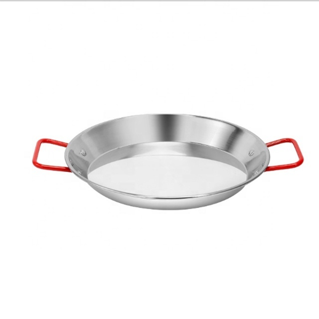 Wholesale Restaurant Kitchenware Paella Pan Stainless Steel Seafood Pot Non Stick Paella Pan with Double Handle