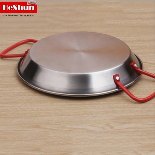 Wholesale Restaurant Kitchenware Paella Pan Stainless Steel Seafood Pot Non Stick Paella Pan with Double Handle