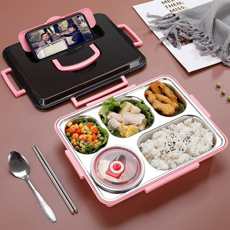 Manufacturer Direct Sale Cheap 1800ml Compartment Kids To School Stainless Steel Bento Lunch Box With Cutlery