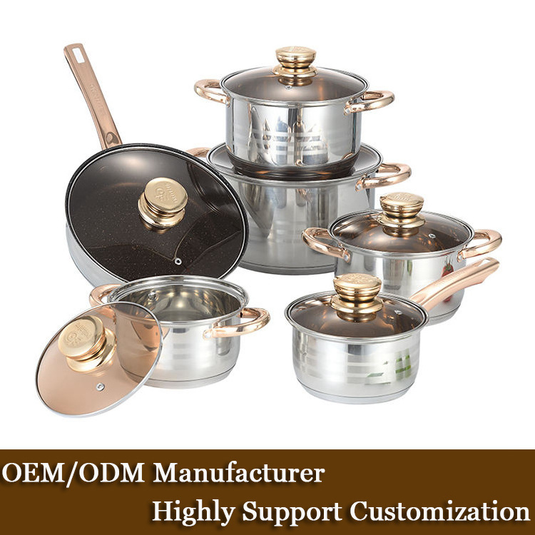 High Quality Home Kitchen Dinnerware 12 People Stainless Steel Pots And Pans Nonstick Coating Induction Cookware Sets