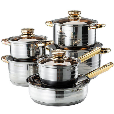 High Quality Home Kitchen Dinnerware 12 People Stainless Steel Pots And Pans Nonstick Coating Induction Cookware Sets