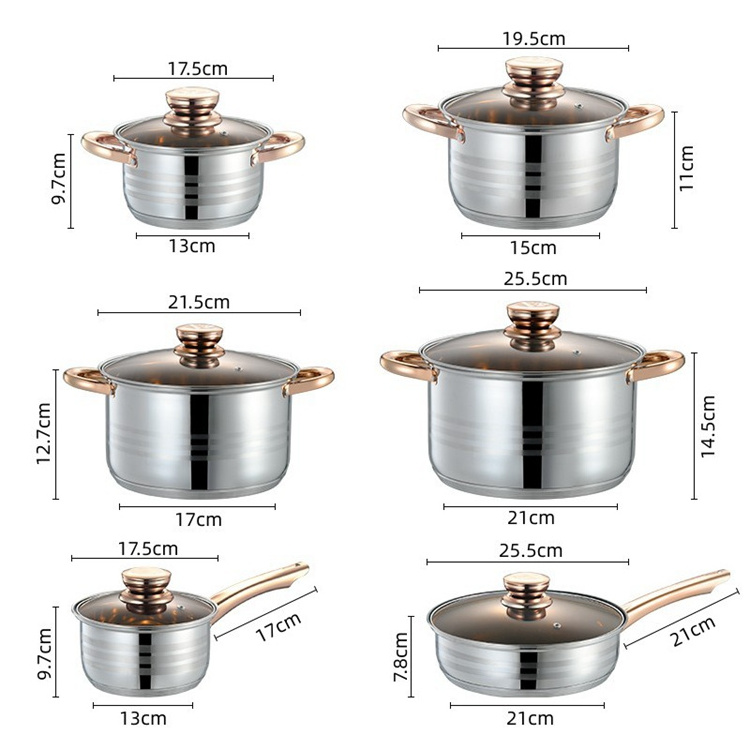 High Quality Home Kitchen Dinnerware 12 People Stainless Steel Pots And Pans Nonstick Coating Induction Cookware Sets