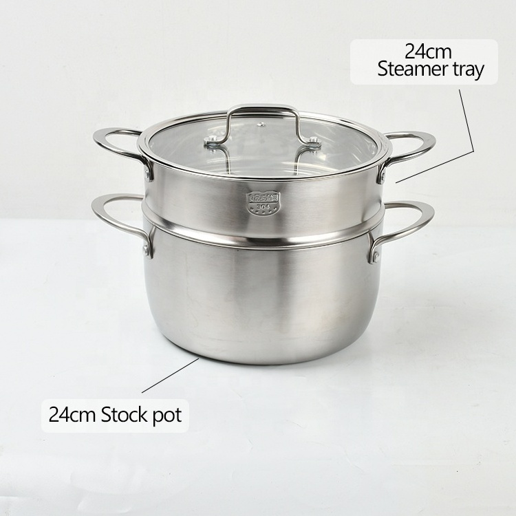 Tianxing New Design 8 Pcs Stainless Steel Steamer Pot Set Cooking Pot And Pan Nonstick Cookware Sets With Glass Lid