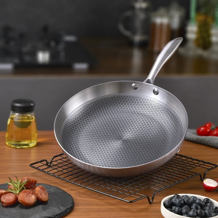 Tianxing Complete Kitchen Fry Pan Honeycomb Skillet Triply Stainless Steel Cookware Induction Nonstick Frying Pan Set Of Pan