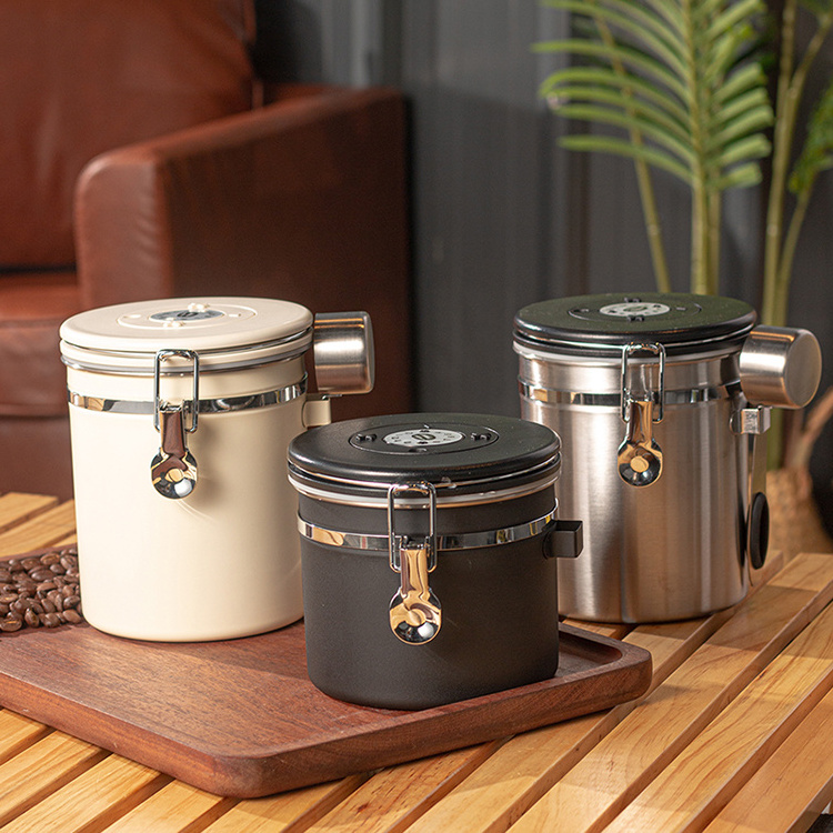 New Arrival Coffee Tools Stainless Steel Coffee Bean Storage Containers Airtight Coffee Sugar Canisters With Scoop And Lid