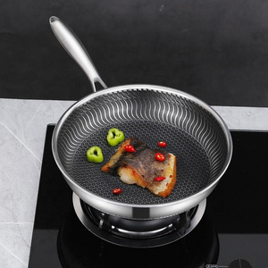 Cookware Manufacturer Wholesale Honeycomb Nonstick Cooking Pan Skillet Triply Stainless Steel Cookware Non Stick Deep Frying Pan