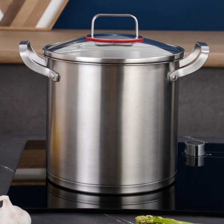 Manufacturer High Quality 6-10 Quart Stainless Steel 304 Covered Stockpot Deep Cooking Pot Soup Pasta Asparagus Stock Pot