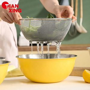 Hot Sale 2024 Kitchen Colander Bowl Sets Stackable Food Strainers Stainless Steel 304 Bowl Set Mixing Bowl With Strainer