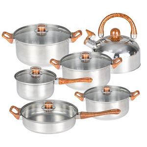 12pcs Cooking Pot Kitchenware Stainless Steel Casserole Nonstick Cookware Set Cooking Pot And Pans Set