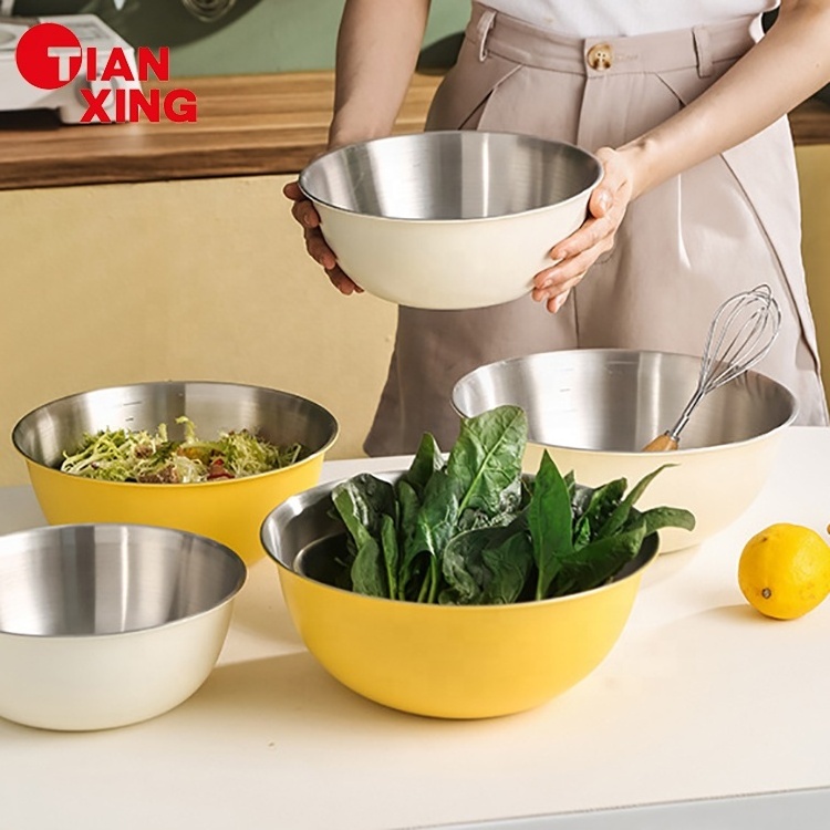 Hot Sale 2024 Kitchen Colander Bowl Sets Stackable Food Strainers Stainless Steel 304 Bowl Set Mixing Bowl With Strainer