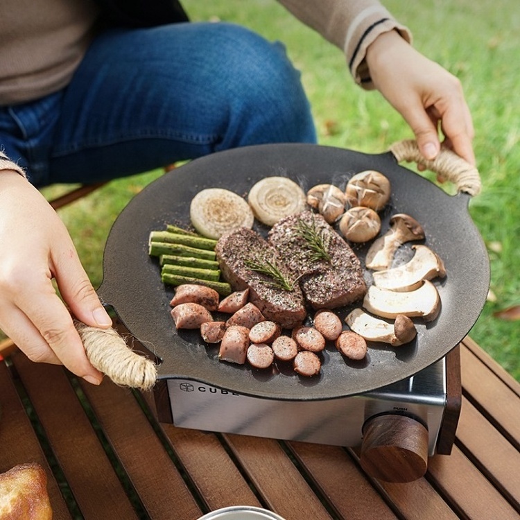 Factory Hot Selling Outdoor Cookware Camping Cooking Accessories Cooking Pan Aluminium Alloy Nonstick BBQ Grill Pan