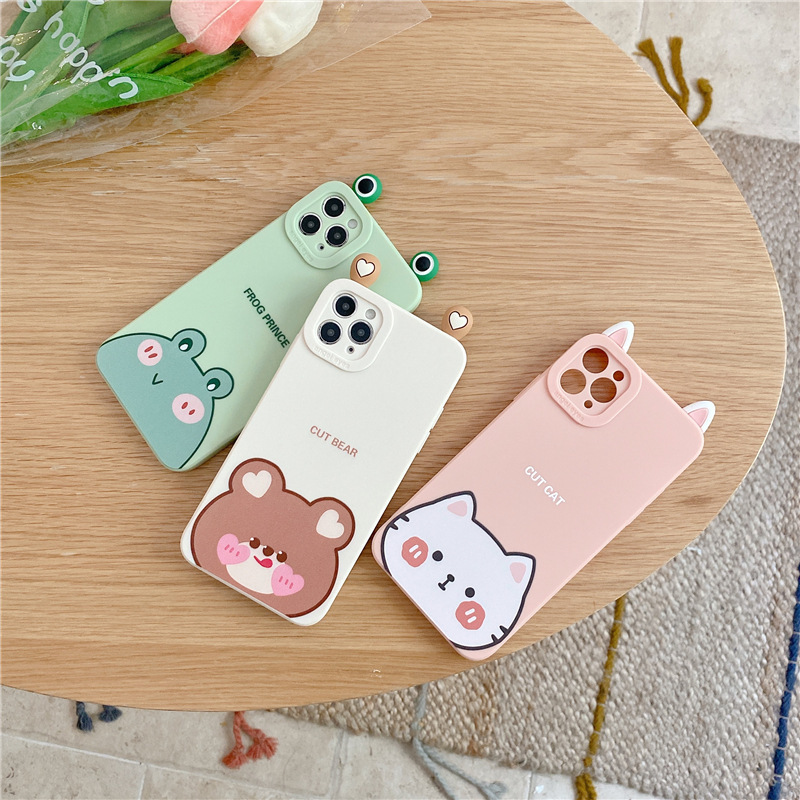 Cute Bear Funny Frog Cartoon Animals Shockproof Phone Case For iPhone 14 13 12 11 Pro Max Plus X Xs Max Xr Soft Back Cover Case