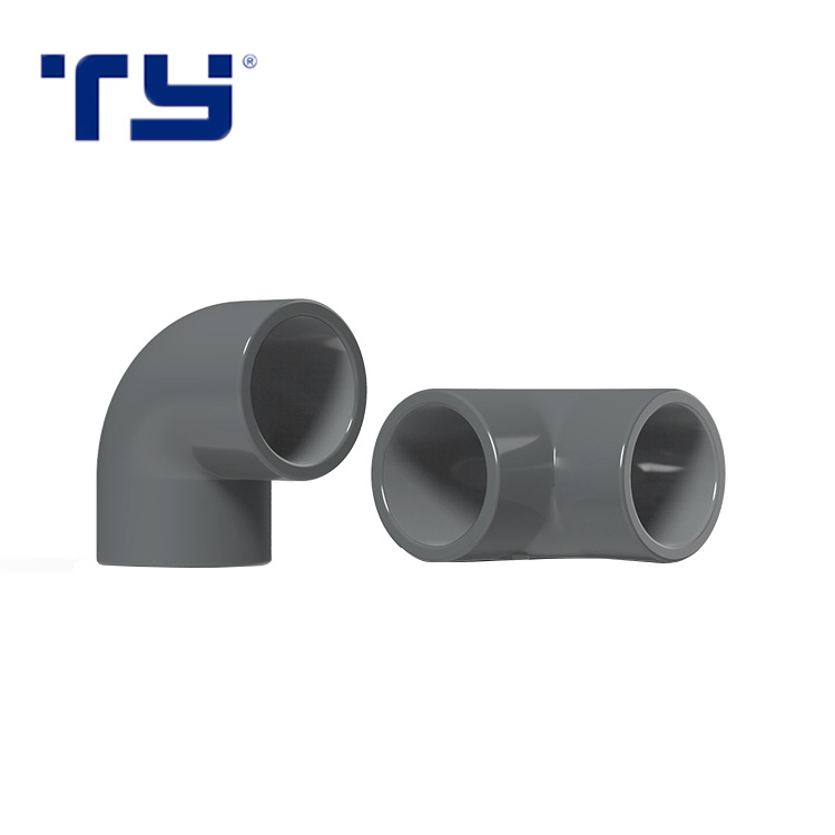 Accessories Specially design plastic pipe fittings 90 degree elbow pipe threaded dark grey PVC PN16 DIN8063 fittings