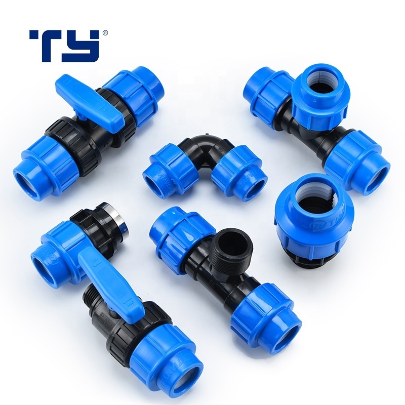 TIANYAN TY factory PP compression fittings 3 way elbow female PN16 hdpe tee