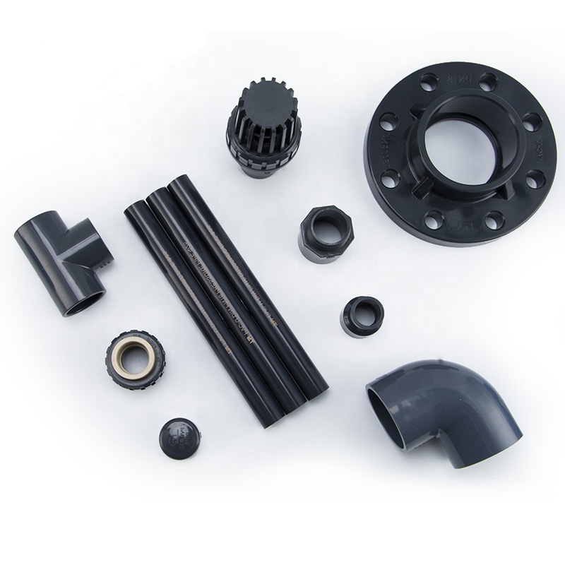 Accessories Specially design plastic pipe fittings 90 degree elbow pipe threaded dark grey PVC PN16 DIN8063 fittings