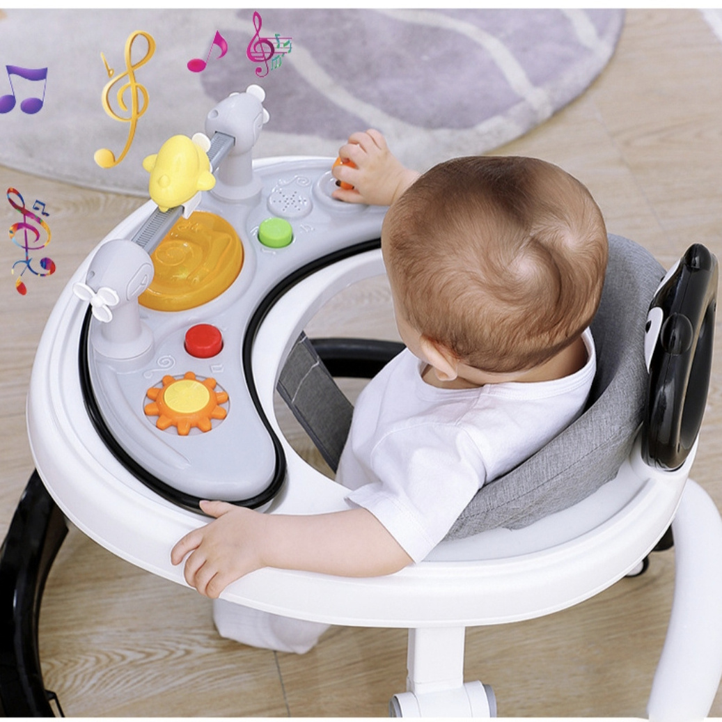 Baby Boys and girls walkers detachable pedals feeding tray swing function music tray foldable mobility walker baby 6-18 months