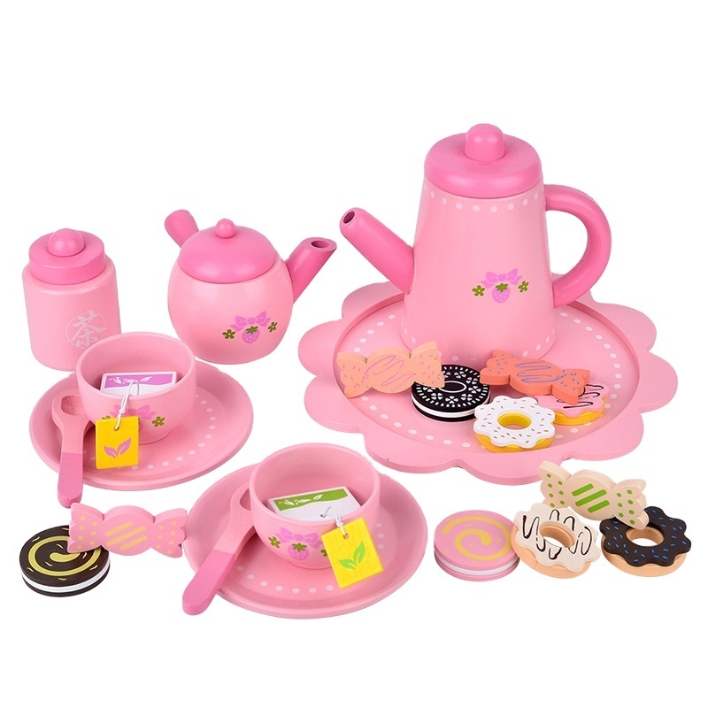 2023 Popular Wooden Children's Tea Party Toy Tea Set Wooden, Children's Tea Set Toy Kitchen Accessories