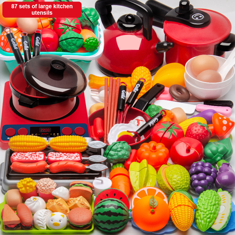 children play house toys girls puzzle toy complete boys girls mini kitchen fruits vegetables cook real version 1-4 baby green