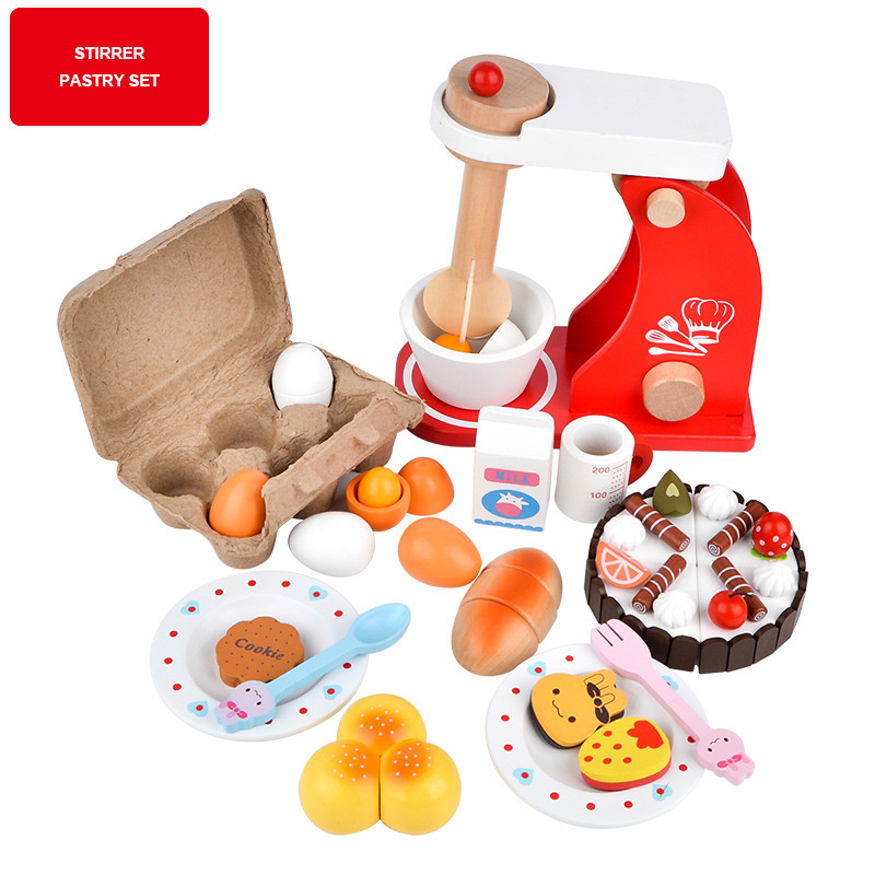 Wooden Play Food Sets for Kids Kitchen Toddlers Magnetic Wooden Cutting Fruits Cake Food Play Toy Set