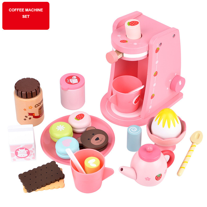 Wooden Play Food Sets for Kids Kitchen Toddlers Magnetic Wooden Cutting Fruits Cake Food Play Toy Set