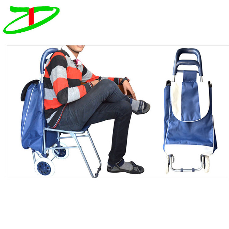 market folding trolley shopping bag with 2 wheels, supermarket shopping trolley bag with seat