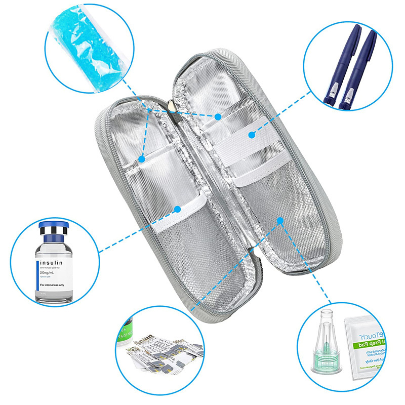 diabetic storage cooler bags portable insulated medical insulin cooler travel case with 2 ice packs