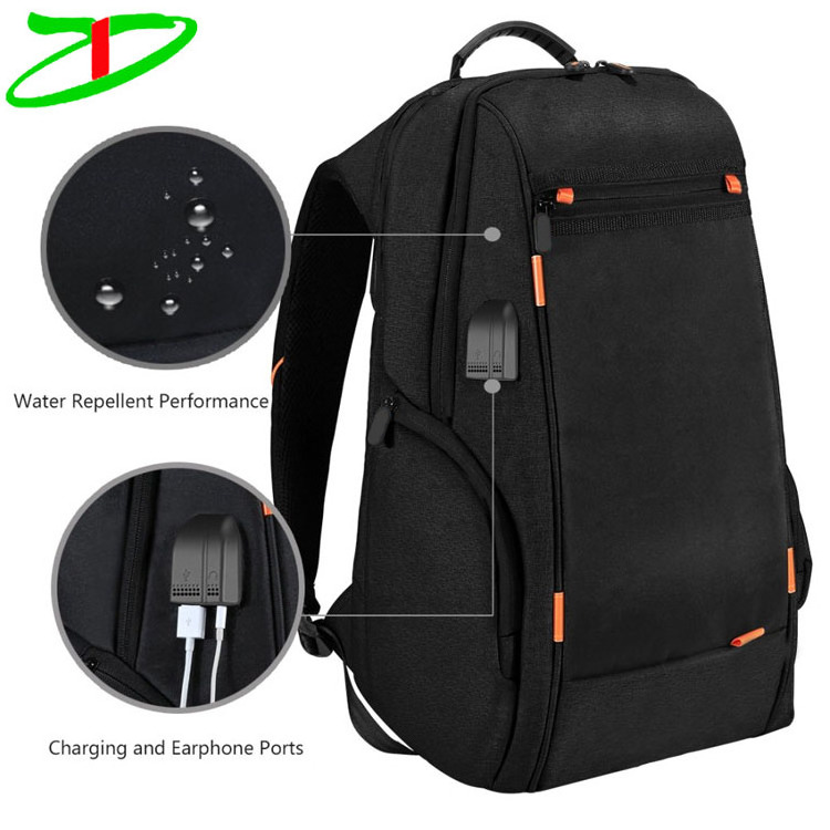 Outdoor Recycled Solar Panel Power Backpack Laptop School Bag With USB Charging Port Earphone Port