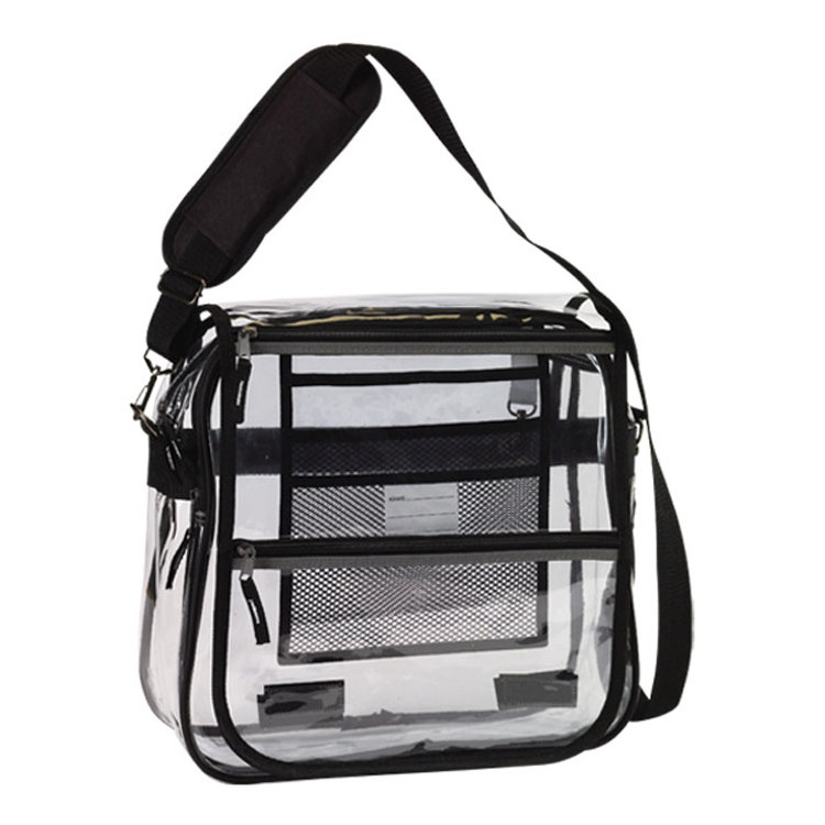 transparent pvc messenger book bag, clear plastic vinyl clear messenger bag