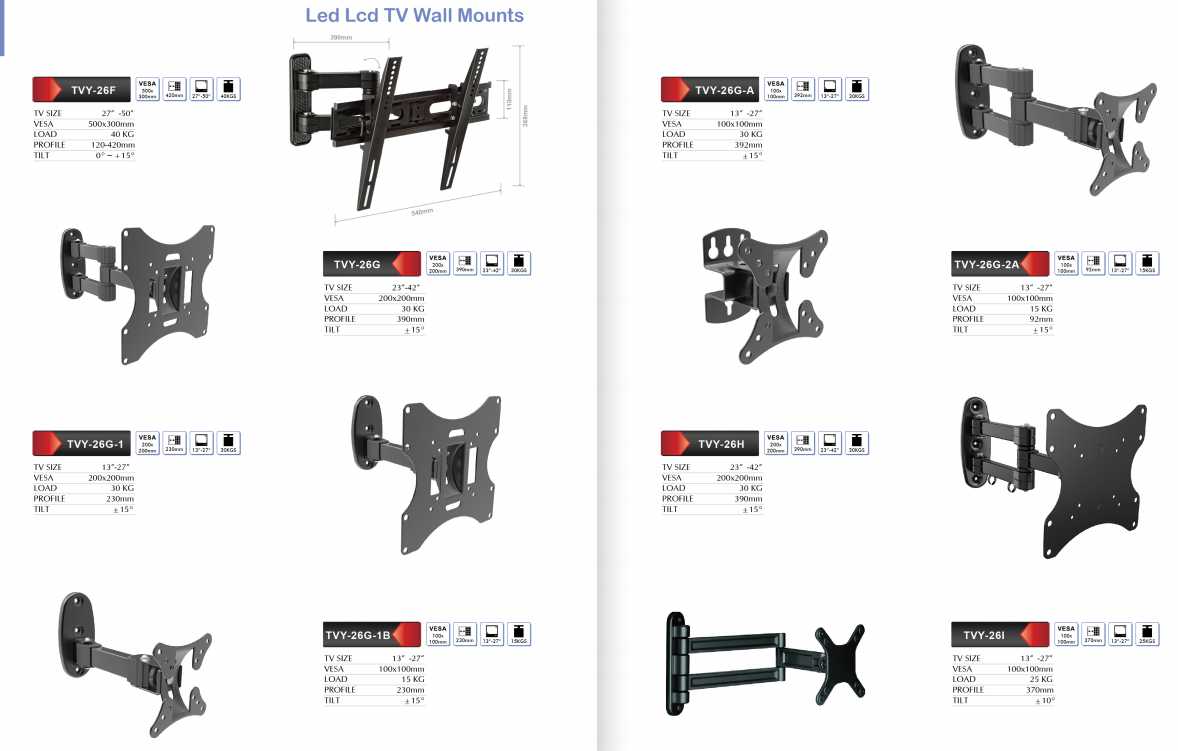 Heavy Duty TV Wall Mount TV LCD LED VESA Stand Bracket Wall lift Furniture Monitor stand mini 13-27 inches