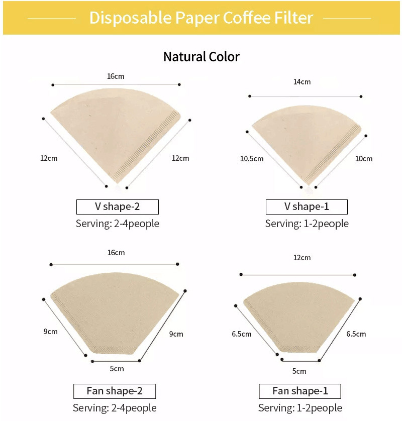 Portable v101 v102 coffee filter paper Food grade drip coffee filter paper conical tea filter bag