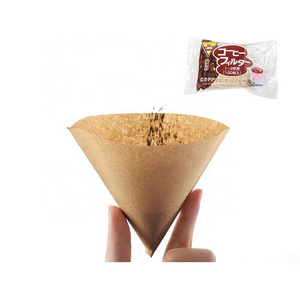 Cone Shape 1-4 Cup Food Grade No Bleach Natural Percolator Primary Drip V-shaped Coffee Filter Paper