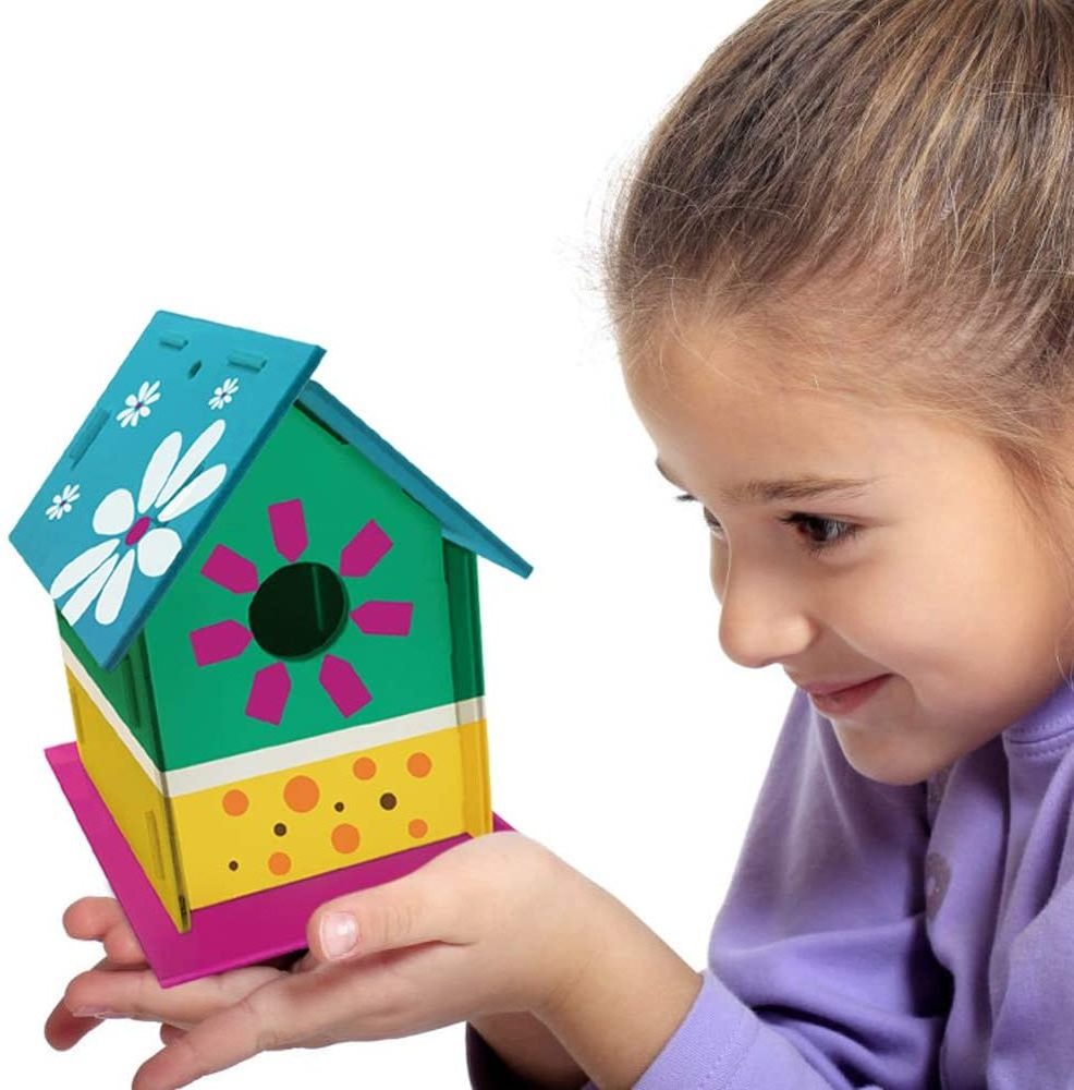 Crafts for Kids Ages 4-8 - 2  DIY Bird House Kit - Build and Paint Birdhouse(Includes Paints & Brushes) Wooden Arts for Girls