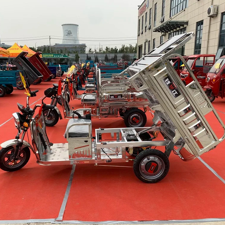 China Factory electric Cargo Tricycle Three Wheel Motorcycle Front Loading Van Cabin with Tool Box