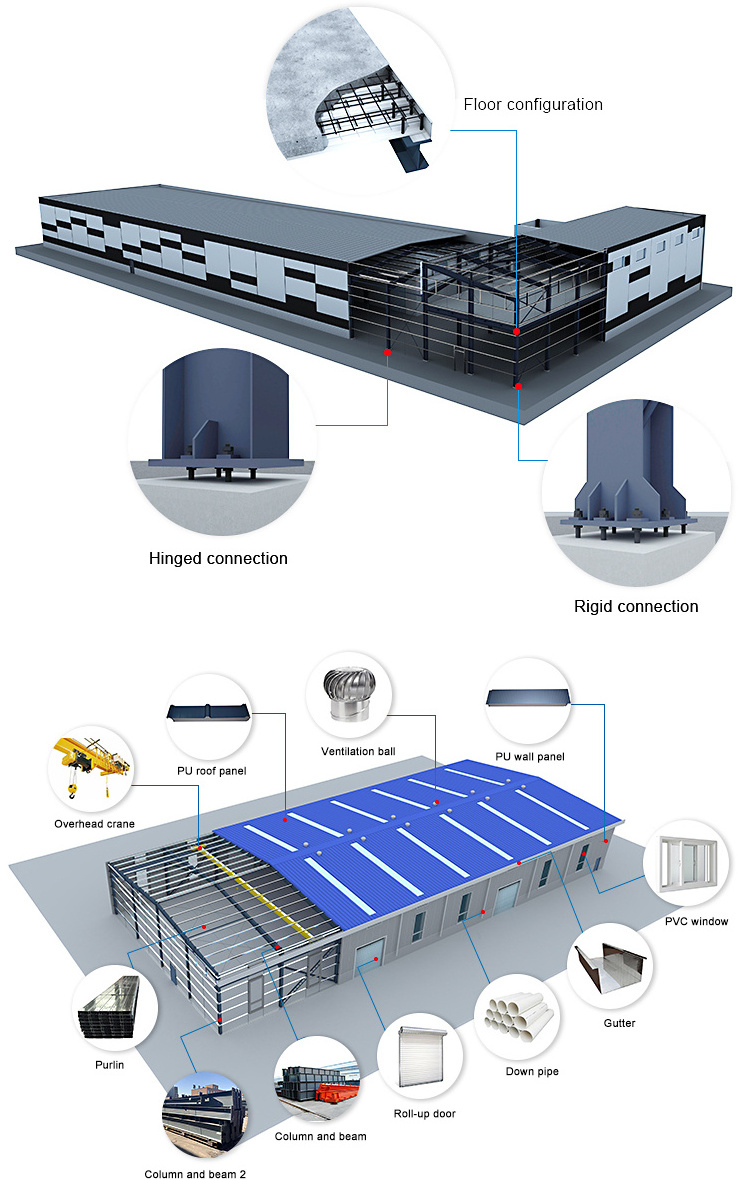 Cheap prefab steel building metal warehouse cow farm cattle shed dairy barn