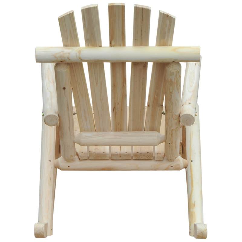 TIANYI White 1 Seat Rustic Outdoor Rocking Chair Wooden Adirondack Chair Rocker for Porch and Patio