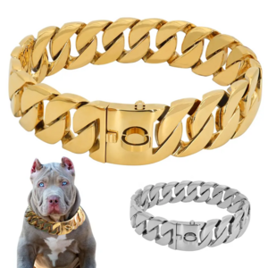 PNB Strong Metal Dog Chain Collars Stainless Steel Pet Training Choke Collar For Large Dogs Pitbull Bulldog Silver Gold Collar